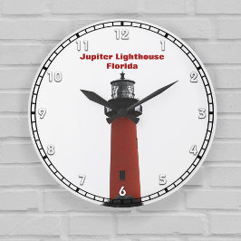 Jupiter Lighthouse Florida Red Black and White Stor Klocka