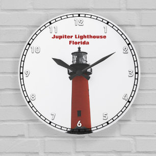 Jupiter Lighthouse Florida Red Black and White Stor Klocka