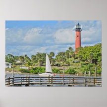 Jupiter Lighthouse och Sailboat