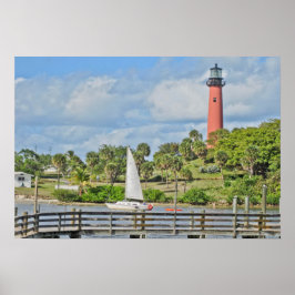 Jupiter Lighthouse och Sailboat Poster