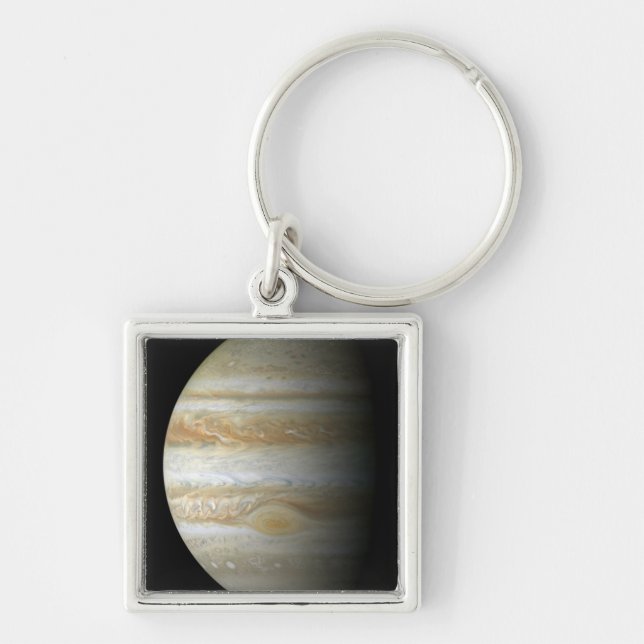Jupiter mosiac fyrkantig silverfärgad nyckelring (Framsidan)