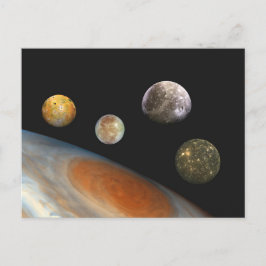 Jupiter och fyra månar Galileiska satelliter Vykort