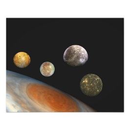 Jupiter och Fyra Måne Galileo Satellites Fototryck