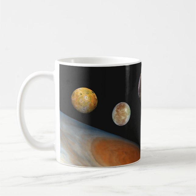 Jupiter och Fyra Måne Galileo Satellites Kaffemugg (Vänster)