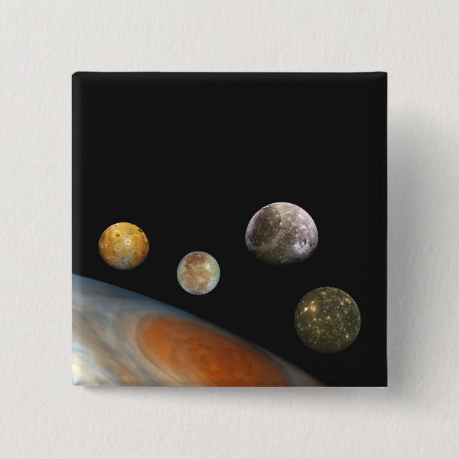 Jupiter och Fyra Måne Galileo Satellites Knapp (Framsida)