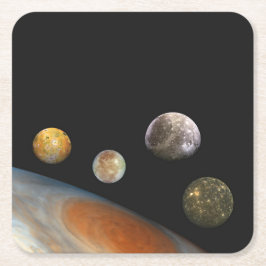 Jupiter och Fyra Måne Galileo Satellites Underlägg Papper Kvadrat