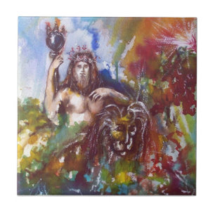 JUPITER OCH LEJON rött vitt blått brunt Kakelplatta