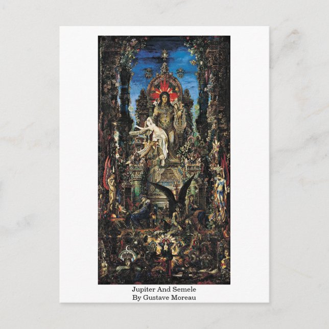 Jupiter och Semele av Gustave Moreau Vykort (Framsida)
