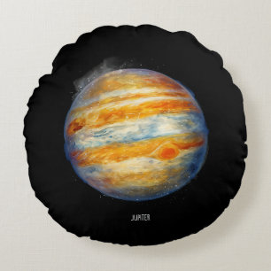 Jupiter Planet Artwork - Cosmic Space Illustration Rund Kudde
