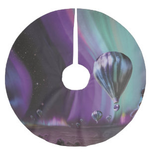 Jupiter Resor med Varm Luft Ballong Högt Aurora St Julgransmatta Borstad Polyester