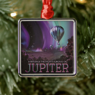 Jupiter Resor med Varm Luft Ballong Högt Aurora St Julgransprydnad Metall