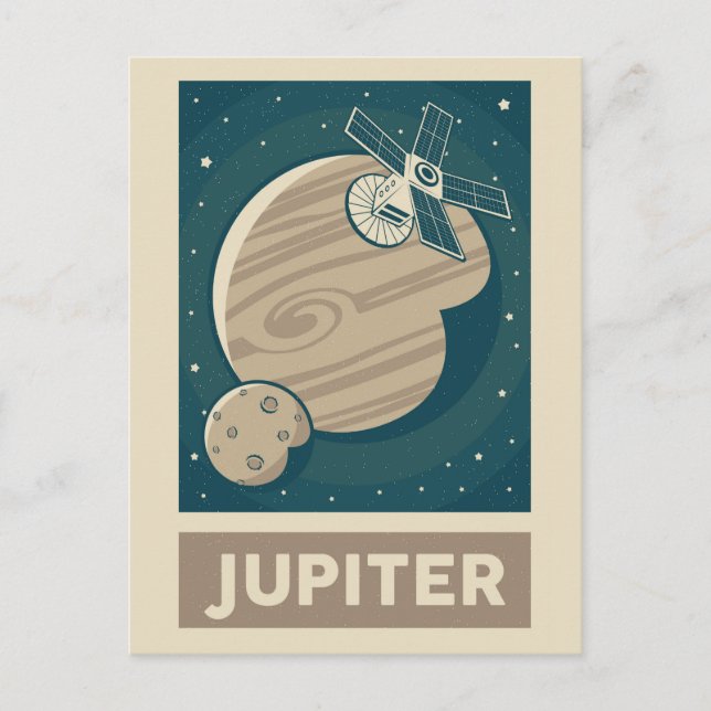 Jupiter Retro Galaxy Satellite Vykort (Framsida)