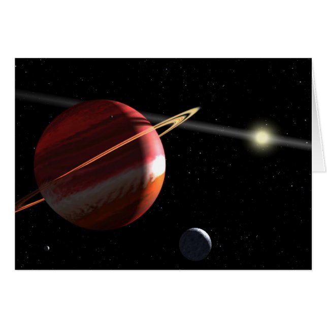 Jupiter-samlas planet som orbiting den närliggande hälsningskort (Framsidan Horizontal)