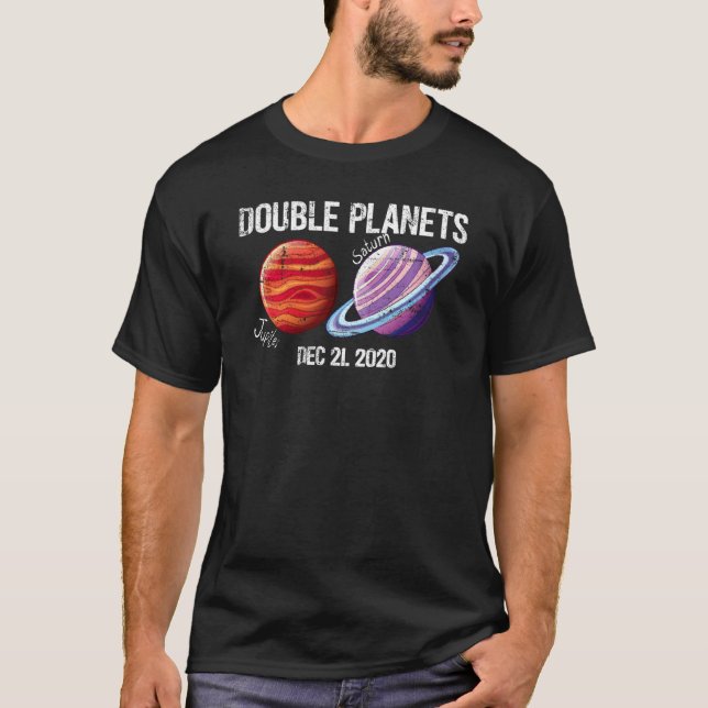 Jupiter Saturn Den Dubbla Planeten 21 Dec 2020 Om  T Shirt (Framsida)