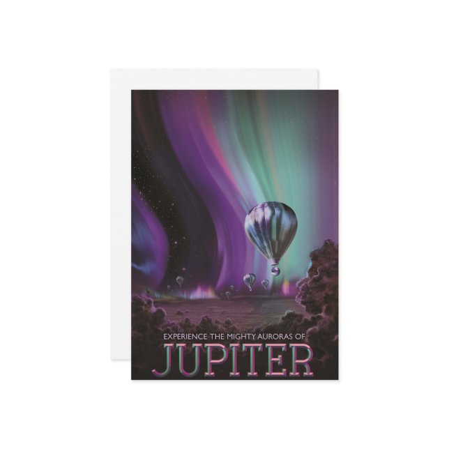 Jupiter Travel by Luftballong Bighty Auroras Julkort (Fram/Back In Situ)