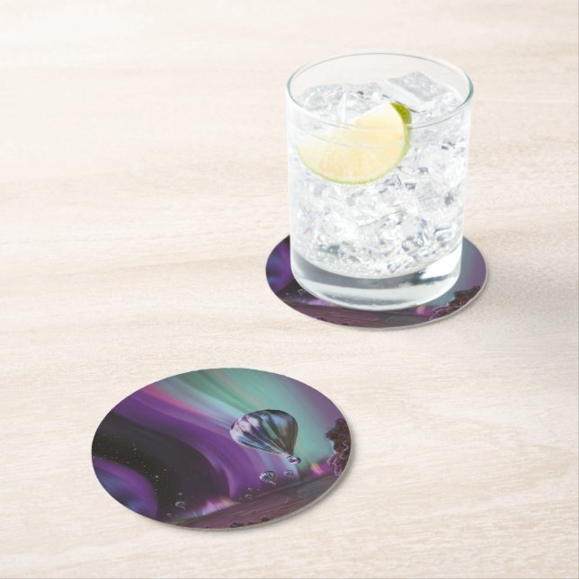 Jupiter Travel by Luftballong Bighty Auroras Underlägg Papper Rund (Insitu)