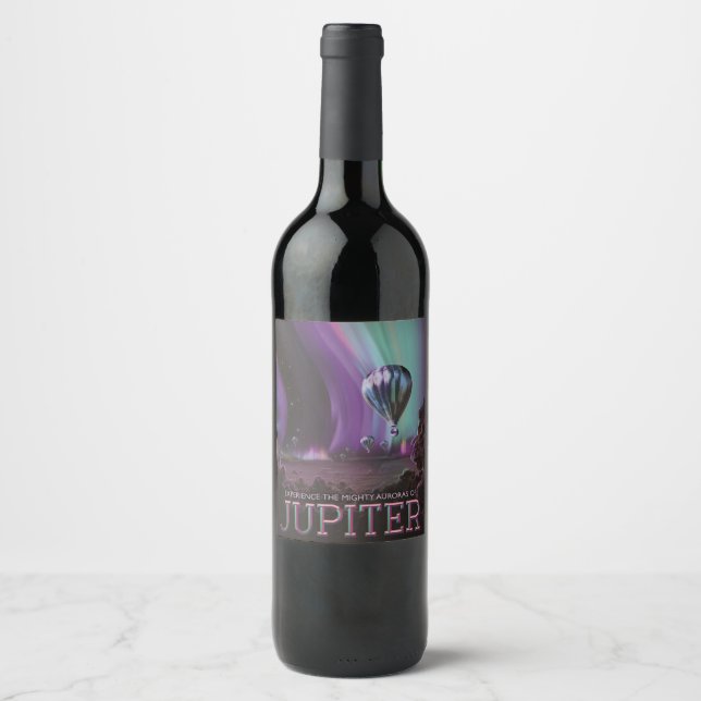 Jupiter Travel by Luftballong Bighty Auroras Vinflaska Etikett (Framsida)