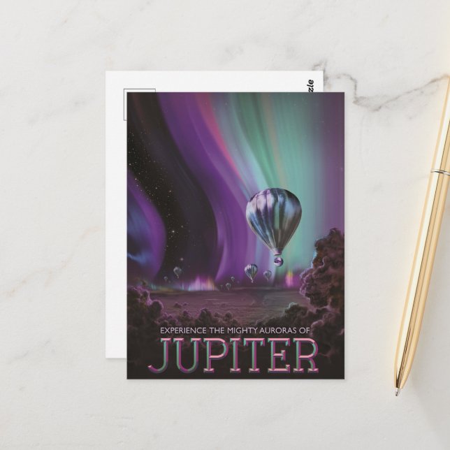 Jupiter Travel by Luftballong Bighty Auroras Vykort (Fram/Back In Situ)