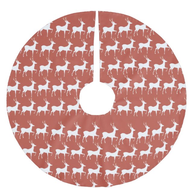 Jupon de Sapin Rennes de Noël Rouge Julgransmatta Borstad Polyester (Framsidan)