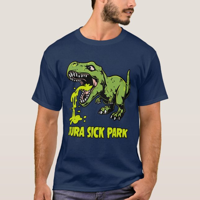 Jura Sick Park - dinosaure drôle et vomi T Shirt (Framsida)