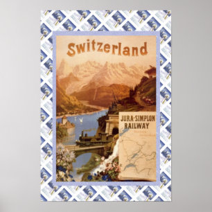 Jura Simplon för vintageschweizareaffisch järnväg Poster