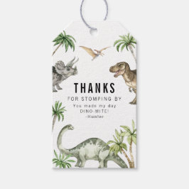 Jurassic akvarell dinosaur födelsedagsfavor presentetikett