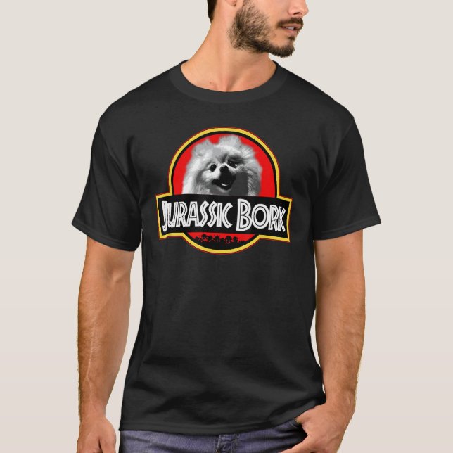Jurassic Bork Doggo Pommern lustig t-shirt (Framsida)