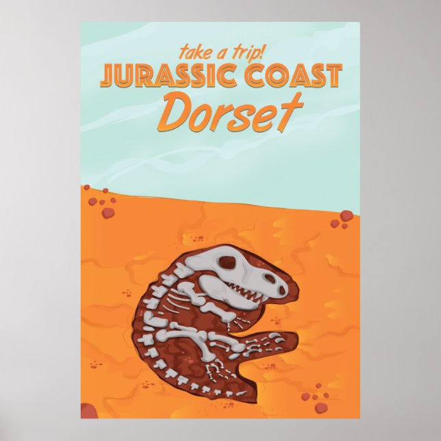 Jurassic Coast Devon cartoon travel poster (Framsidan)
