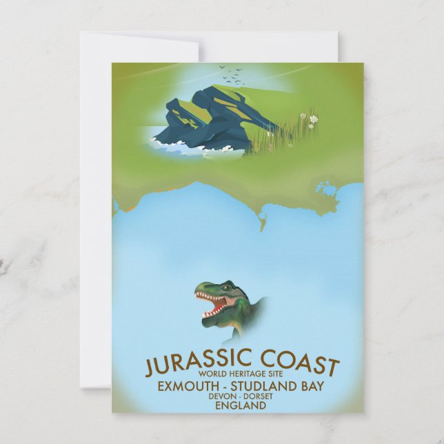 Jurassic Coast England sydkusten Resa affisch Inbjudningar (Baksida)