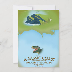 Jurassic Coast England sydkusten Resa affisch Inbjudningar