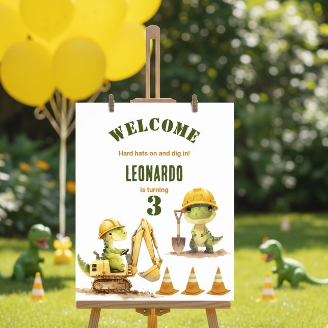 Jurassic Construction Zone Boy Birthday Welcome Poster (Skapare uppladdad)