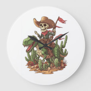 Jurassic Cowboy Skalle � Rolig Dino Rodeo Stor Klocka