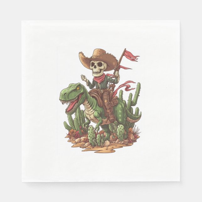 Jurassic Cowboy Skull - Funny Dino Rodeo Pappersservett (Framsidan)