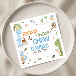 Jurassic Cute Dinosaur Birthday Party Paper Napkin Pappersservett