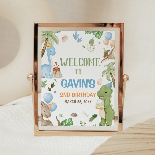 Jurassic Cute Dinosaur Birthday Party Welcome Sign Poster (Skapare uppladdad)
