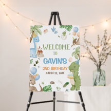 Jurassic Cute Dinosaur Födelsedagsfest Välkomsttec