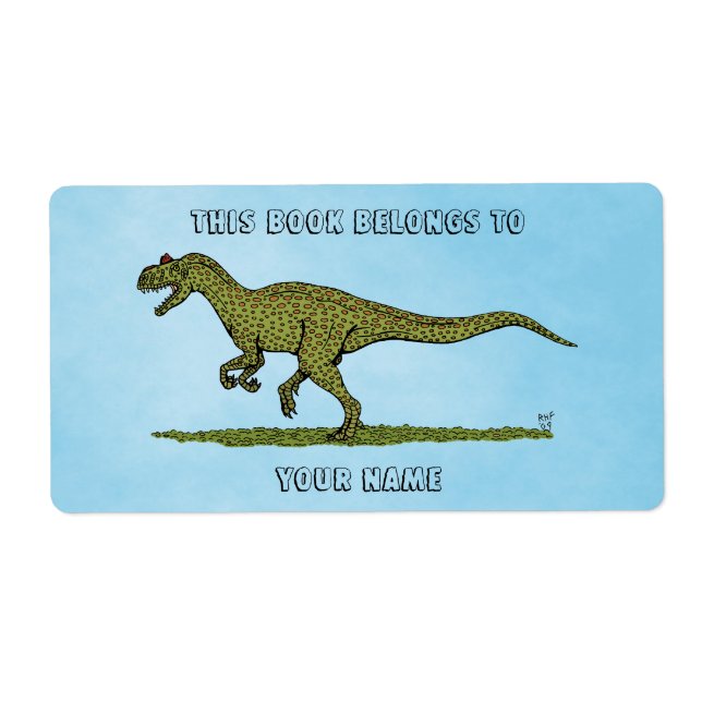 Jurassic Dinosaur Allosaurus Bookplate Fraktsedel (Framsidan)