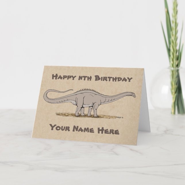 Jurassic Dinosaur Apatosaurus Birthday Card Kort (Framsida)