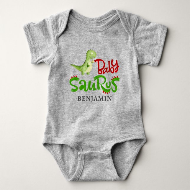 Jurassic Dinosaur Personlig Baby Saurus T Shirt (Framsida)