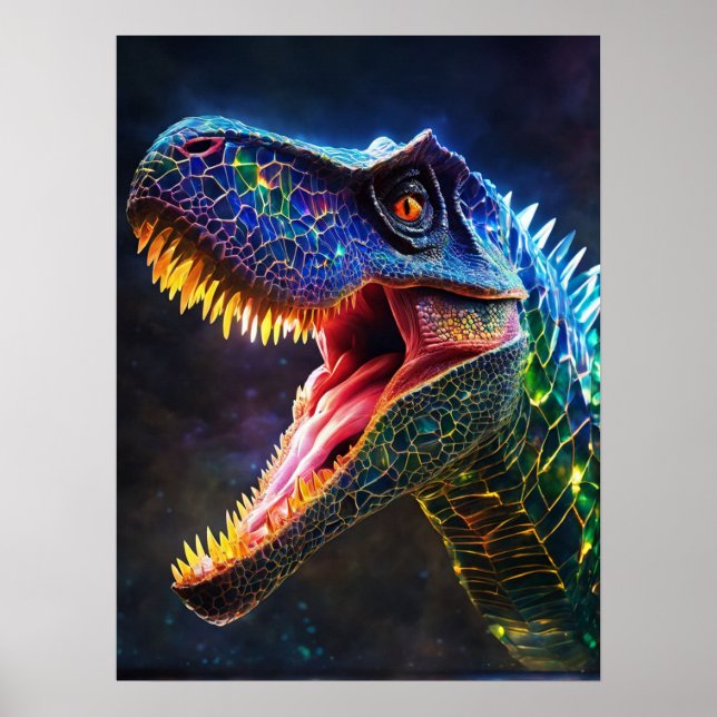 Jurassic Dinosaur Poster - Förhistorisk T-Rex Art (Framsidan)