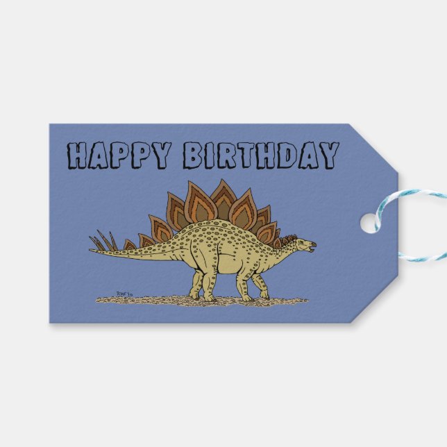 Jurassic Dinosaur Stegosaurus Presentetikett (Framsidan (Horisontell))