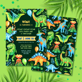 Jurassic Dinosaur Stomp Chomp och Roar Boy Inbjudningar