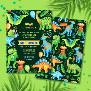 Jurassic Dinosaur Stomp Chomp och Roar Boy Inbjudningar