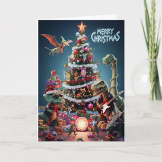 Jurassic Jingle Bell Rock Jul Dinosaur Kort