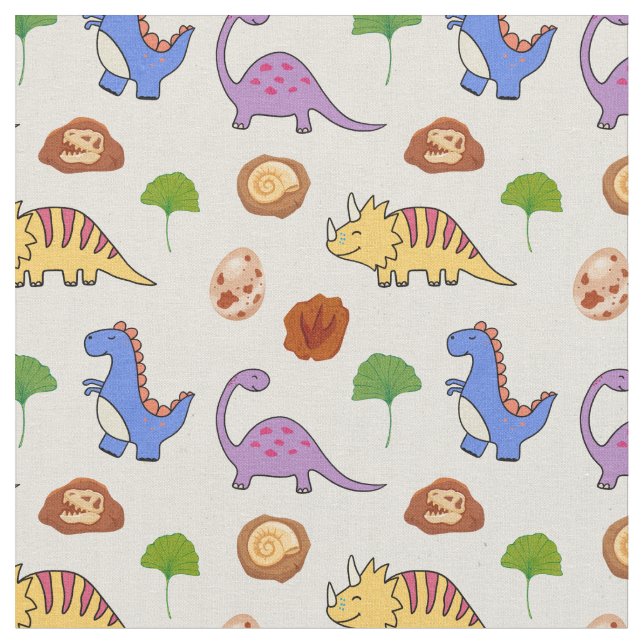 Jurassic Joy Dinosaurs Fabric Tyg (Närbild)