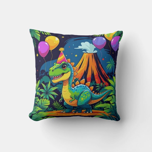Jurassic Jungle Birthday Pillow Kudde (Framsida)