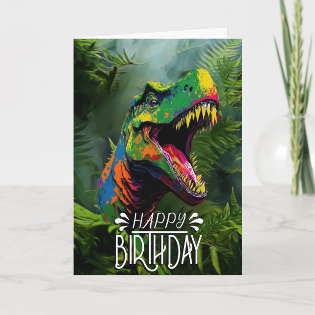 Jurassic-kort för födelsedagskort Dinosaur Grönt J Kort (Framsida)