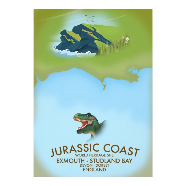 Jurassic Kusten England South Kusten Travel-affisc Fototryck (Framsidan)