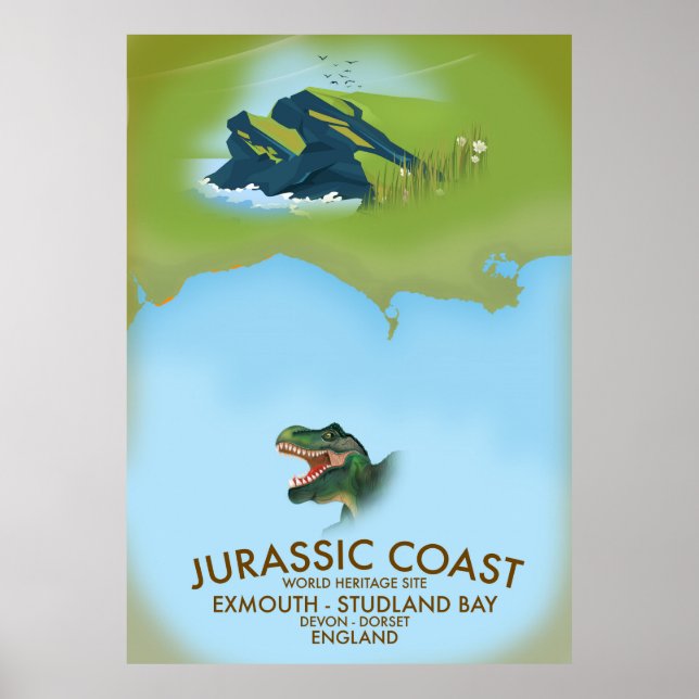 Jurassic Kusten England South Kusten Travel-affisc Poster (Framsidan)