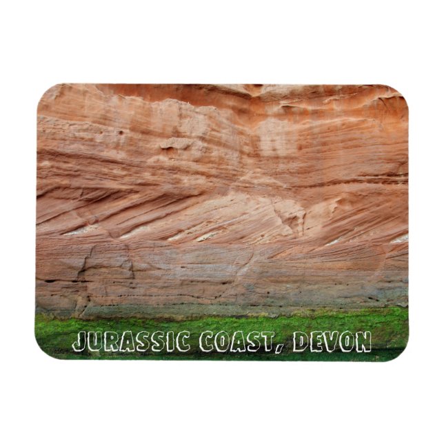 Jurassic Kusten red sten, Devon, England Magnet (Horisontell)